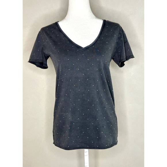 All Saints Women Emelyn V-Neck Stud T-Shirt Top S - Picture 3 of 6